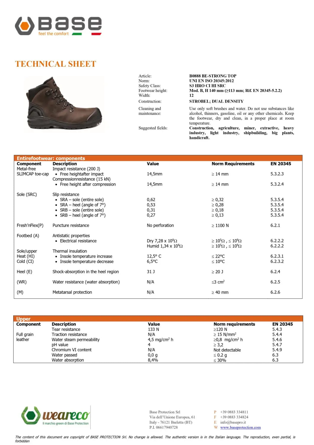 Base BE-STRONG TOP S3 HRO CI HI SRC B0888