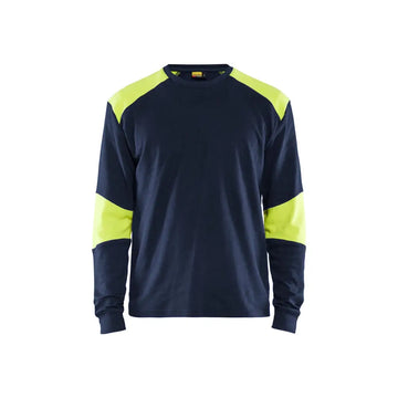 Blåkläder Flamskyddad långärmad t-shirt 34571761 - XS / Mariininsininen/Huomiokeltainen