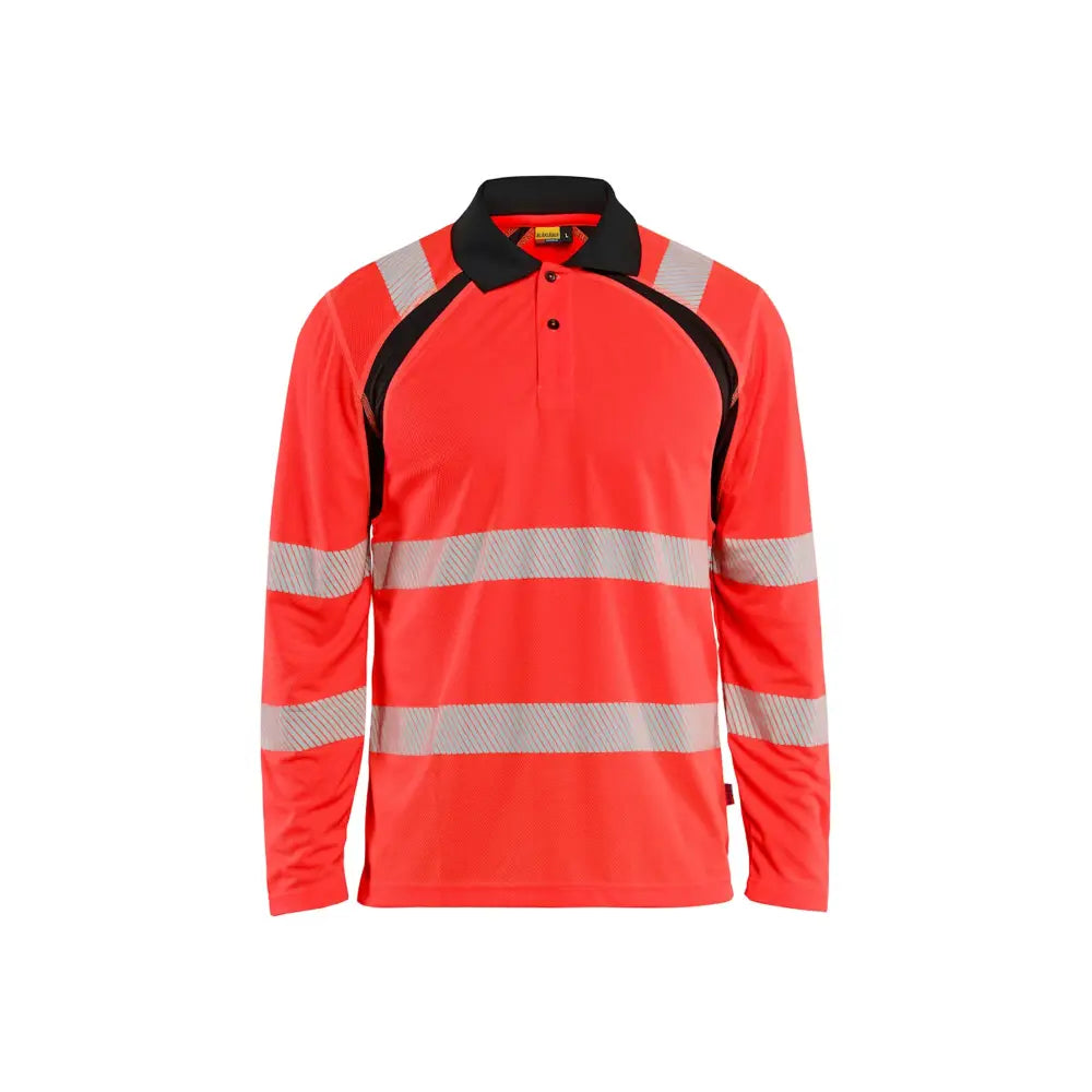 Blåkläder UV-skyddad långärmad pikétröja varsel 35981013 - 4XL / Huomiopunainen/Musta