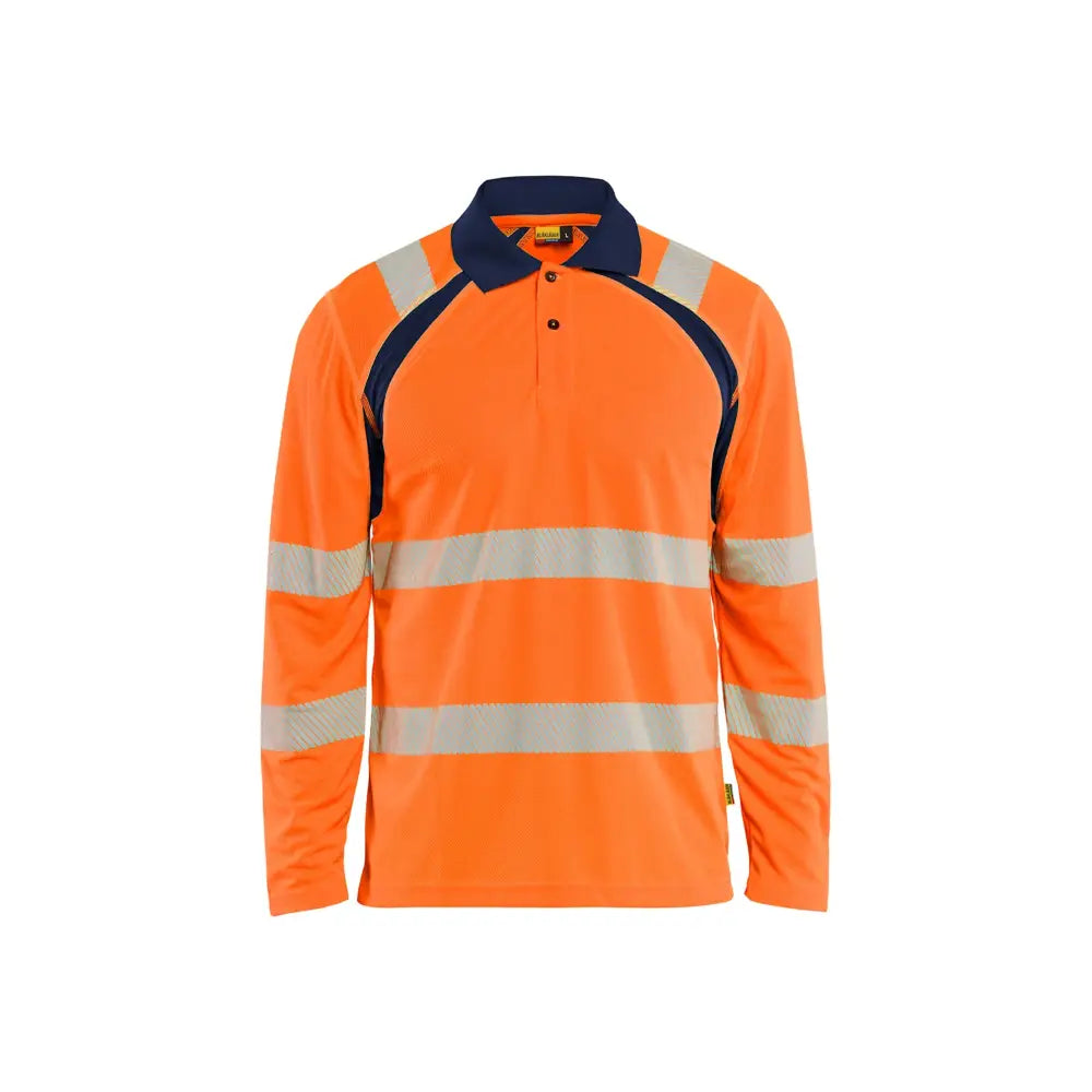 Blåkläder UV-skyddad långärmad pikétröja varsel 35981013 - XL / Huomio-oranssi/Mariininsininen