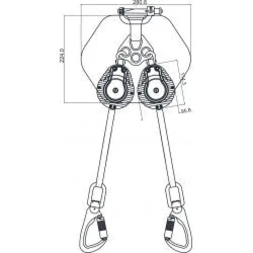 Kratos Safety SPILO-S2 - Twin legged Retractable fall arrester and energy absorber in back pocket lg 2.40 m