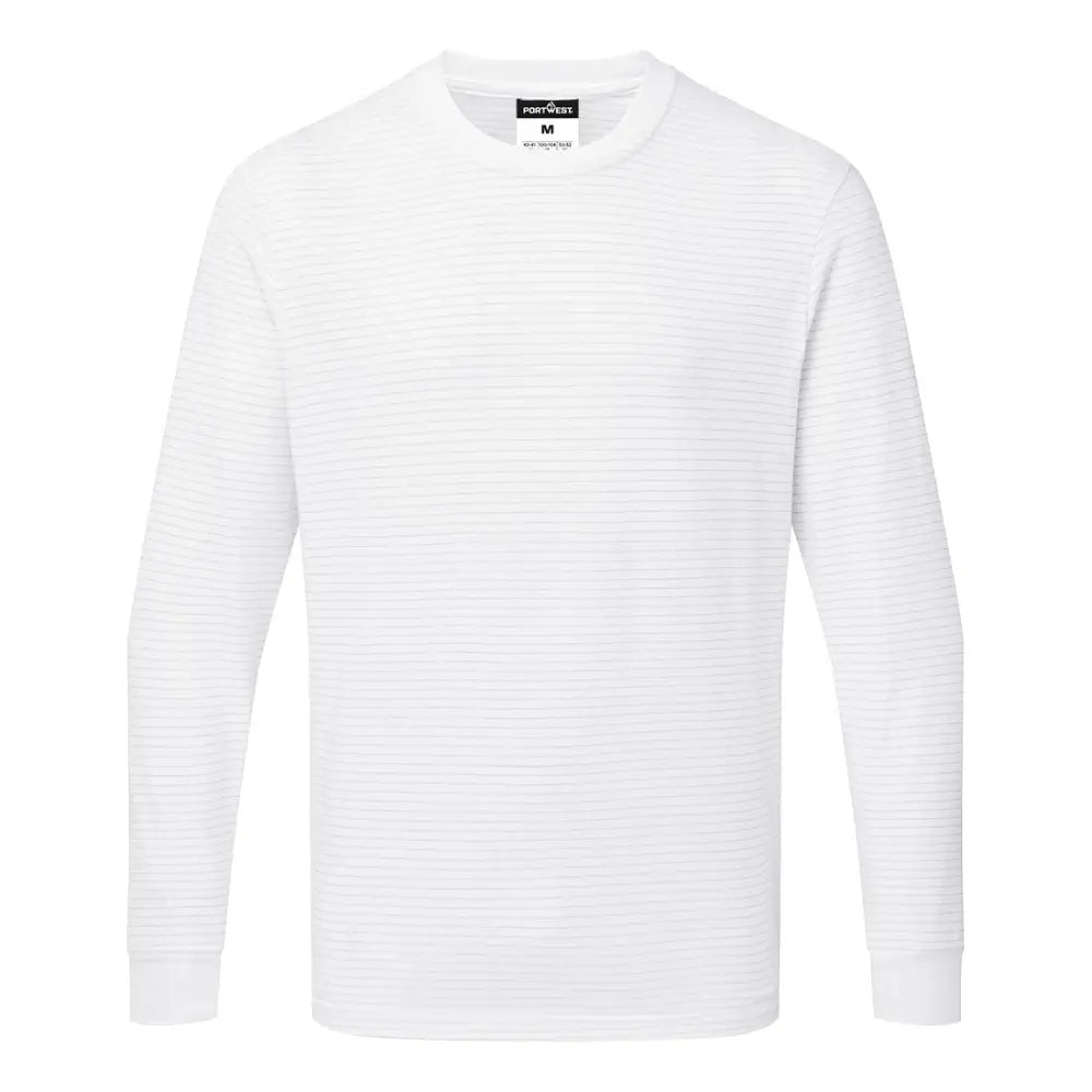 Portwest Antistatisk ESD långärmad t-shirt AS22 - Vit (WHR) / XS