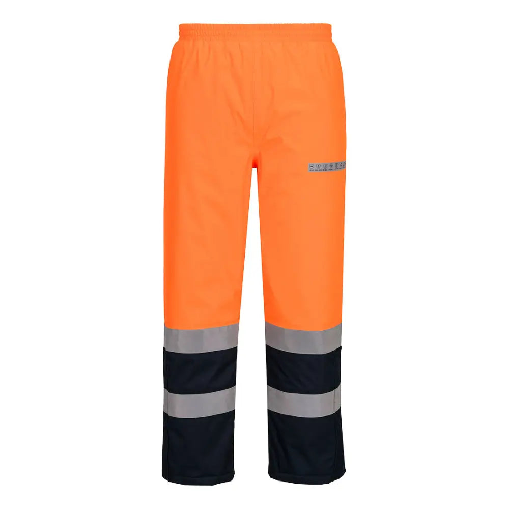 Portwest Bizflame Rain+ Hi-Vis Multi-Norm Kontrast FR vinterbyxor FR434 - Orange/Marinblå (ONR) / S