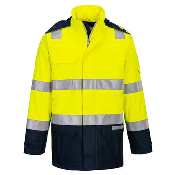 Portwest Bizflame Regn Hi-Vis Multi-Protection Jacka FR605 - Gul/Marinblå (YNR) / S