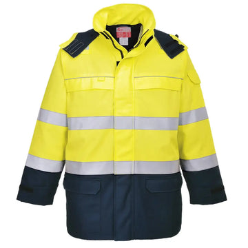 Portwest Bizflame Regn Hi-Vis Multi-Protection Jacka FR79 - Gul/Marinblå (YNR) / M
