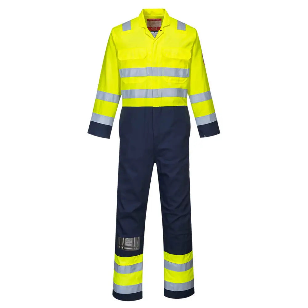 Portwest Bizflame Work Hi-Vis antistatisk overall BIZ7 - Gul/Marinblå (YNR) / S