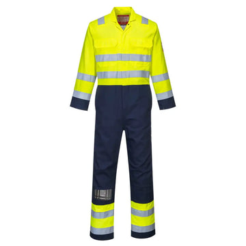 Portwest Bizflame Work Hi-Vis antistatisk overall BIZ7 - Gul/Marinblå (YNR) / S