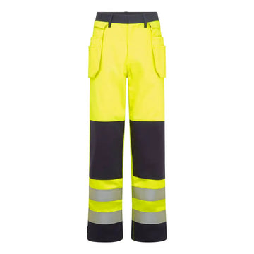 Portwest Bizflame Work Hi-Vis Contrast FR Hantverksbyxa FR440 - Gul/Marinblå (YNR) / S