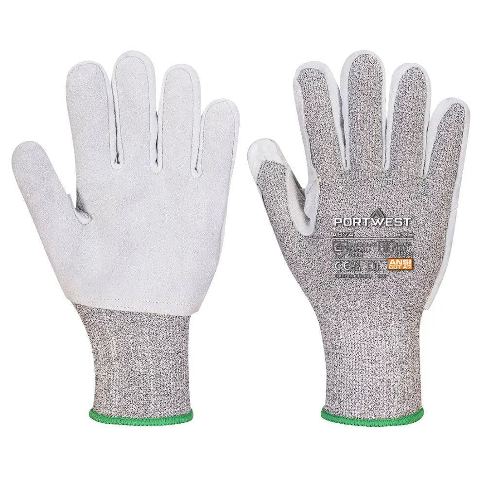 Portwest CS Cut F13 läderhandske A674 - Svart (K8R) / XS