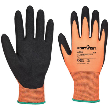 Portwest Dermi grip NPR15 nitril med sandbeläggning A335 - Orange/Svart (O8R) / XS