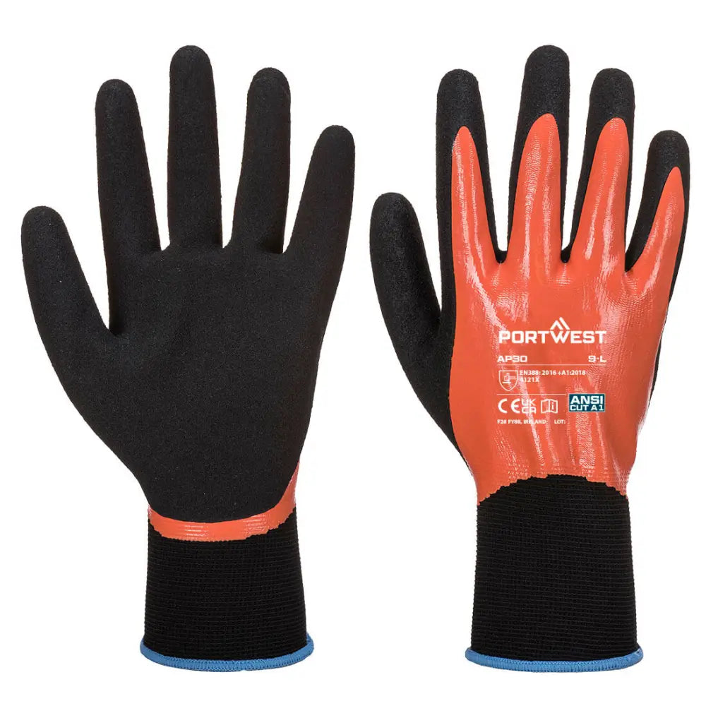 Portwest Dermi Pro Handske AP30 - Orange/Svart (O8R) / XS