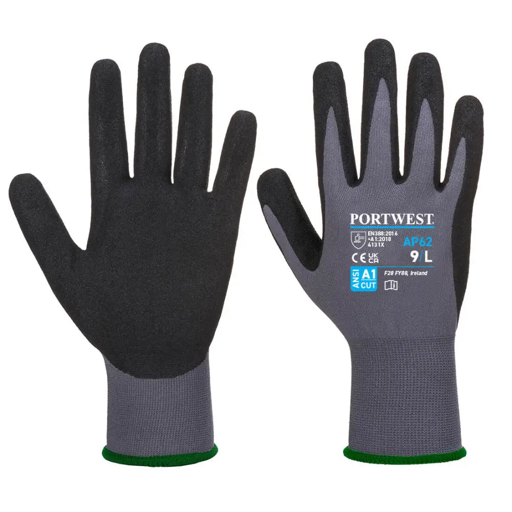 Portwest Dermiflex Aqua Handske AP62 - Grå/Svart (G8R) / S