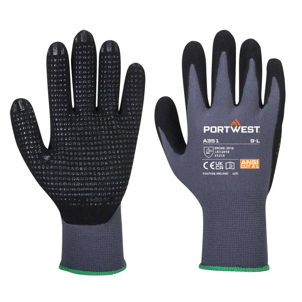 Portwest DermiFlex Plus Handske A351 - Grå/Svart (G8R) / S