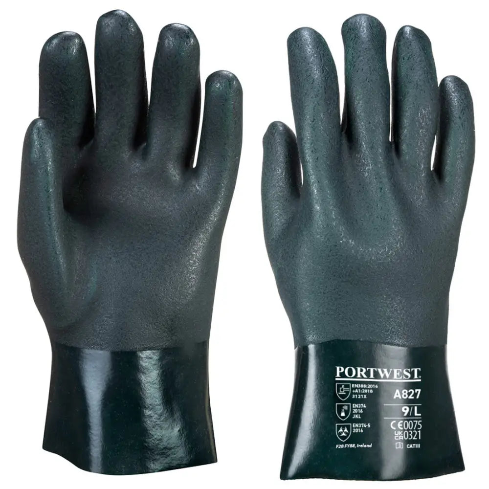 Portwest Dubbel Doppad PVC Kraghandske 27cm A827 - Grön (GNR) / XL
