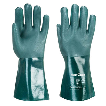 Portwest Dubbel Doppad PVC Kraghandske 35cm A835 - Grön (GNR) / L
