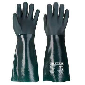 Portwest Dubbel Doppad PVC Kraghandske 45cm A845 - Grön (GNR) / XL