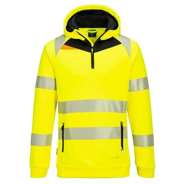 Portwest DX4 Hi-Vis Hoddie med 1/4 dragkedja DX482 - Gul/Svart (YBR) / S
