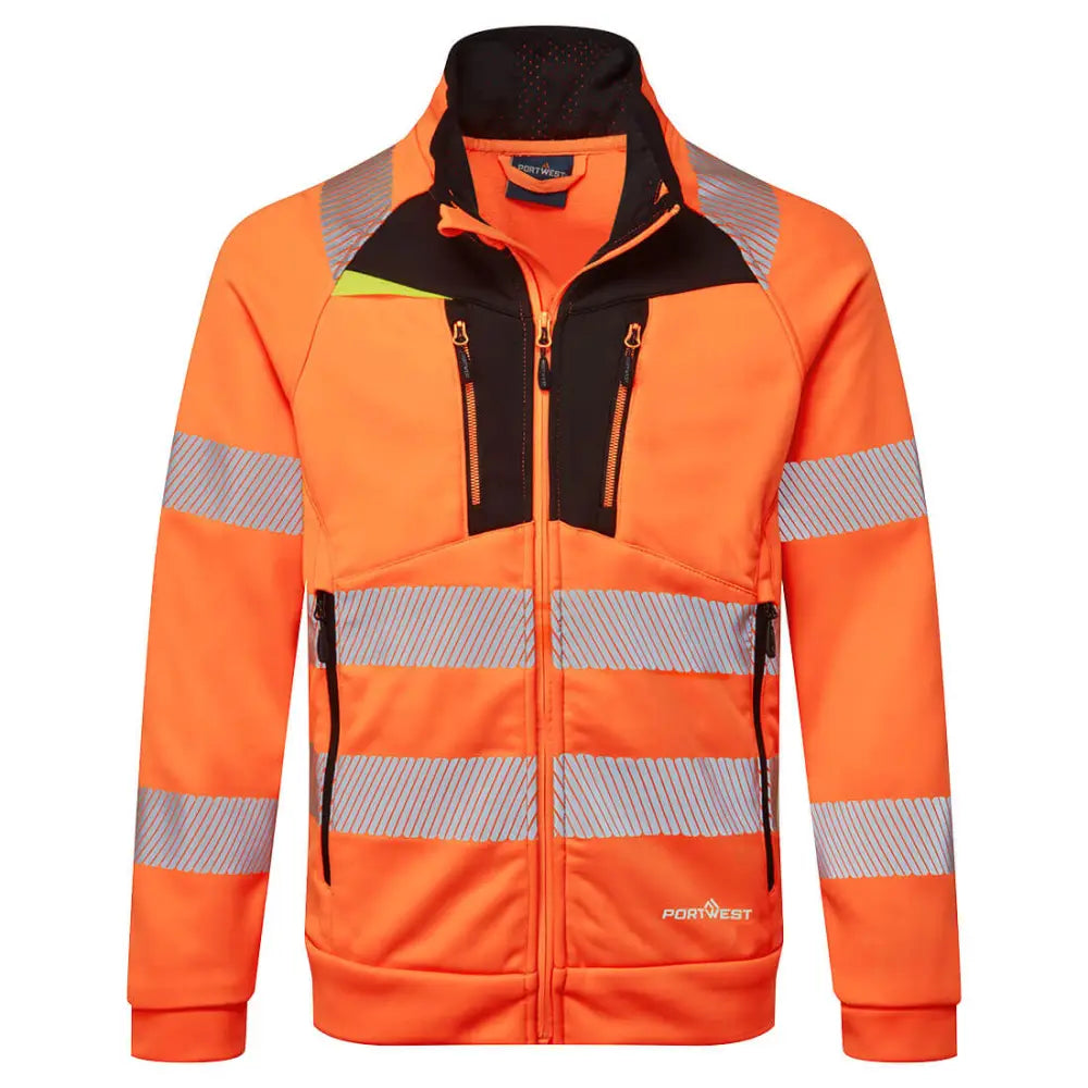 Portwest DX4 Hi-Vis Sweatshirt Med Hel Dragkedja DX477 - Orange/Svart (OBR) / S
