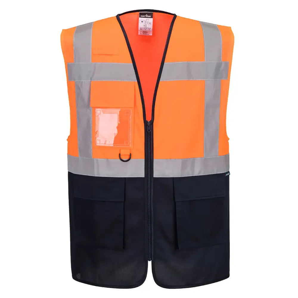 Portwest ES1 Essential Hi-Vis Mesh Executive Väst ES076 - Orange/Marinblå (ONR) / XS