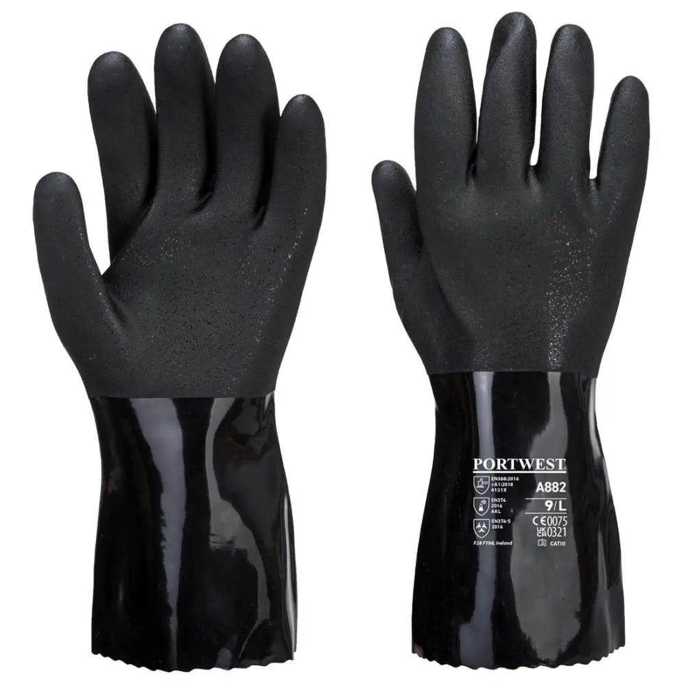 Portwest ESD PVC Chemical Gauntlet A882 - Svart (BKR) / M
