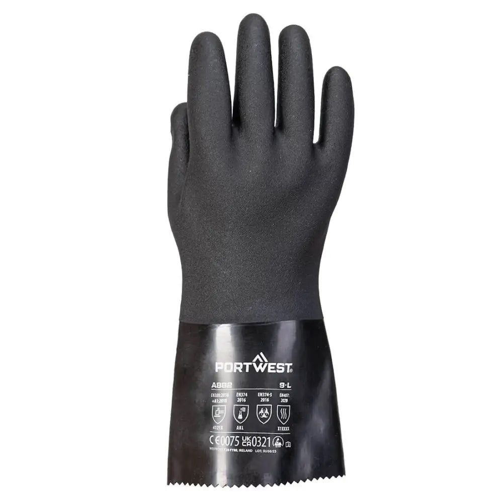 Portwest ESD PVC Chemical Gauntlet A882 - Svart (BKR) / M