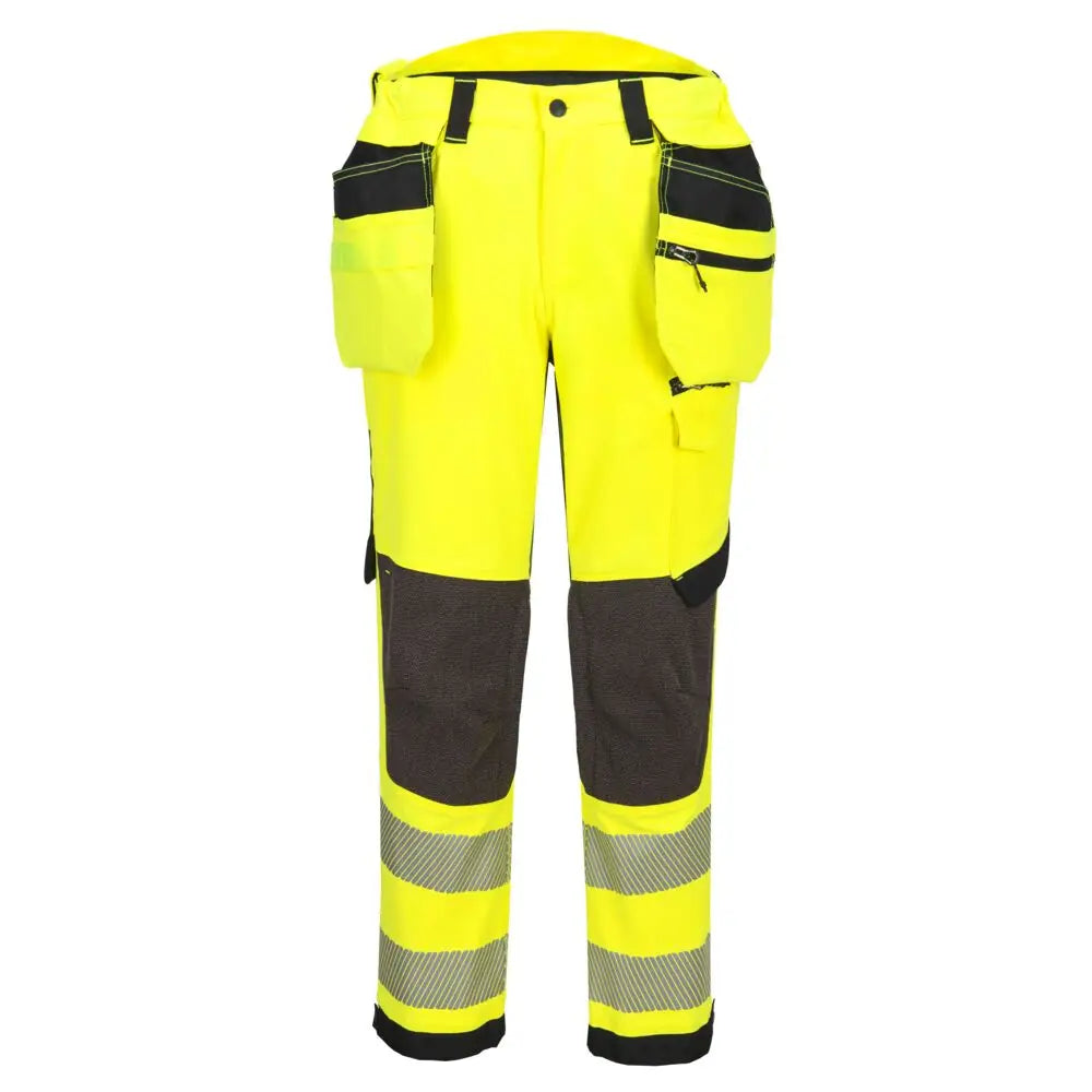 Portwest EV4 Hi-Vis Stretch Avtagbara Spikfickor Klass 2 Byxor EV448 - Gul/svart lång (YBT) / 28