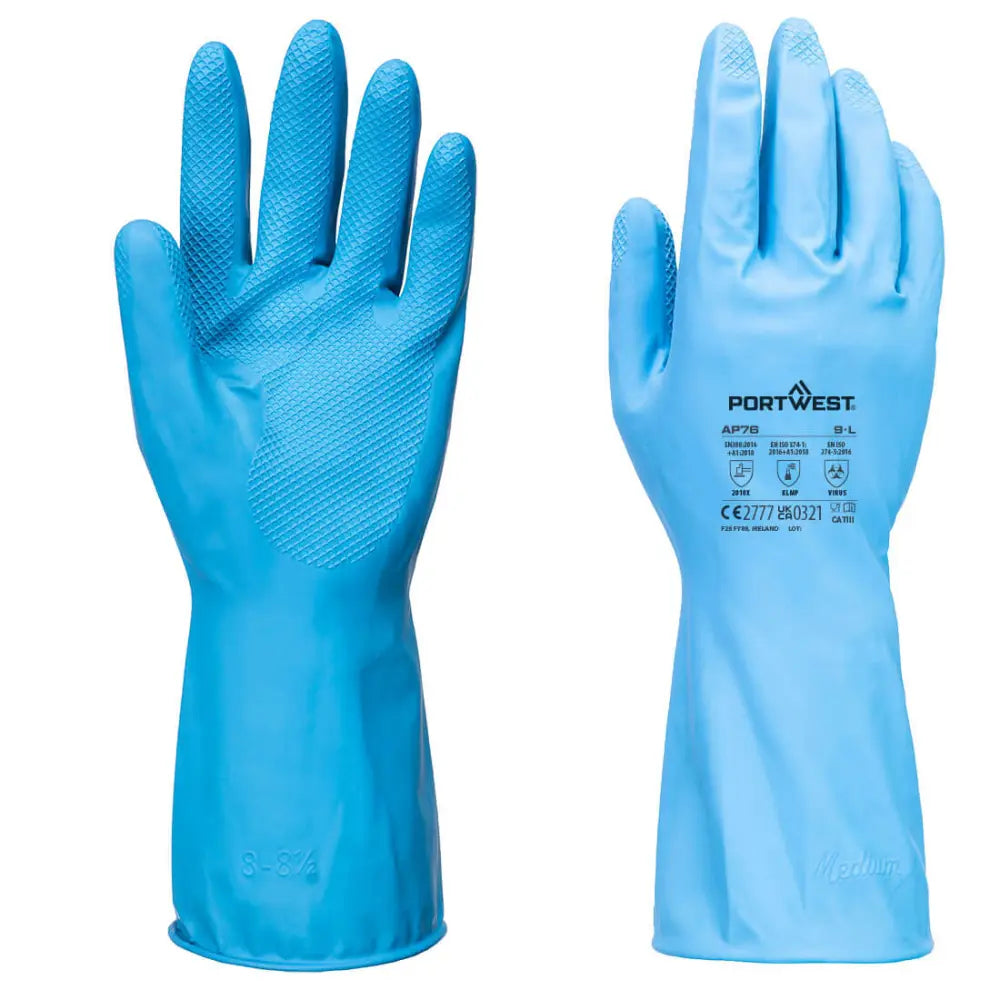 Portwest FD Chemical B Latex Light Gauntlet (Pk12) AP76 - Blå (BLU) / S