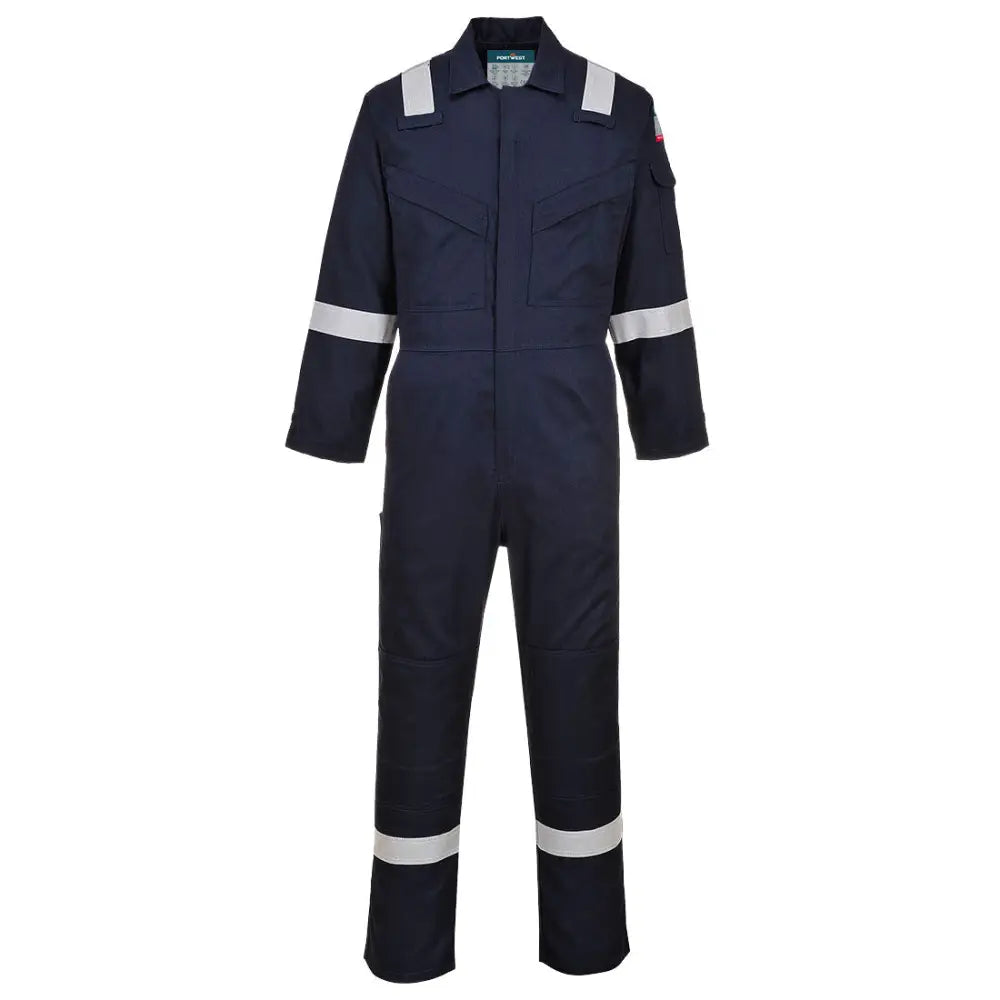 Portwest Flam Resistent Lätt vikt Anti-Static Overall 280g FR28 - Marinblå (NAR) / XS
