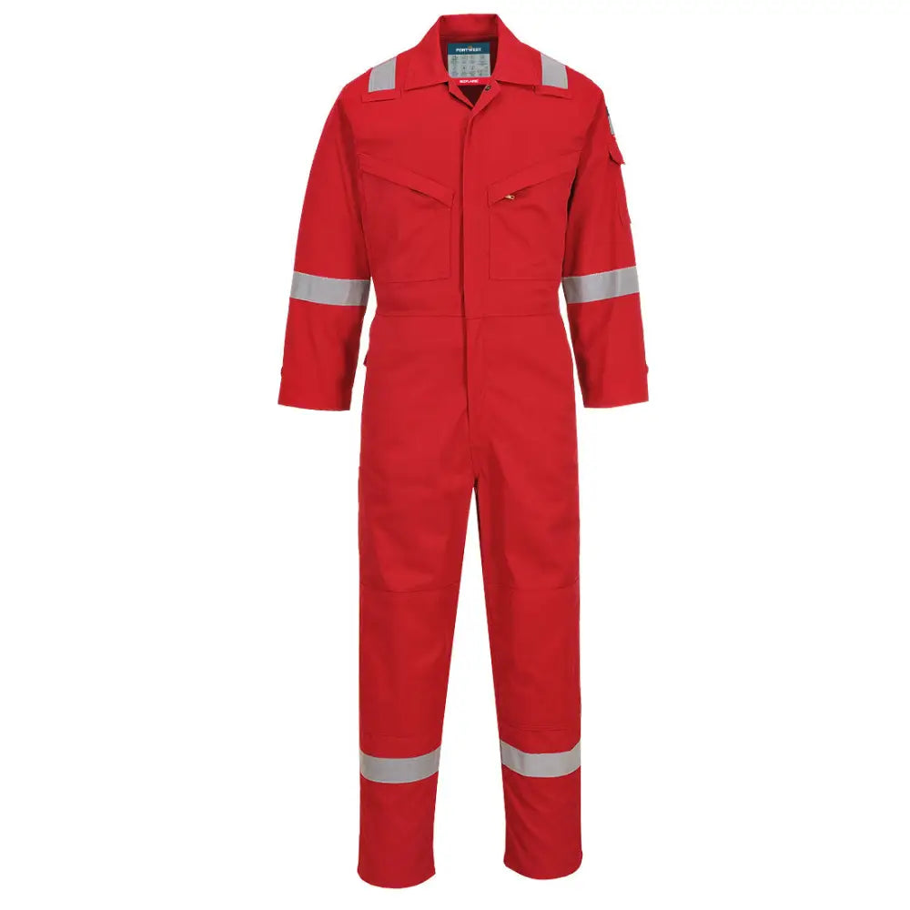 Portwest Flam Resistent Lätt vikt Anti-Static Overall 280g FR28 - Röd (RER) / S