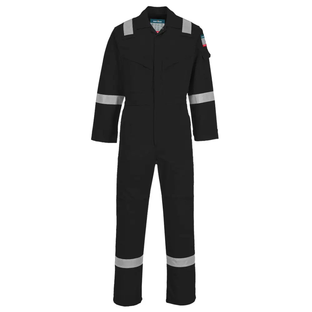 Portwest Flam Resistent Super Light Weight Anti-Static Overall 210g FR21 - Svart (BKR) / S
