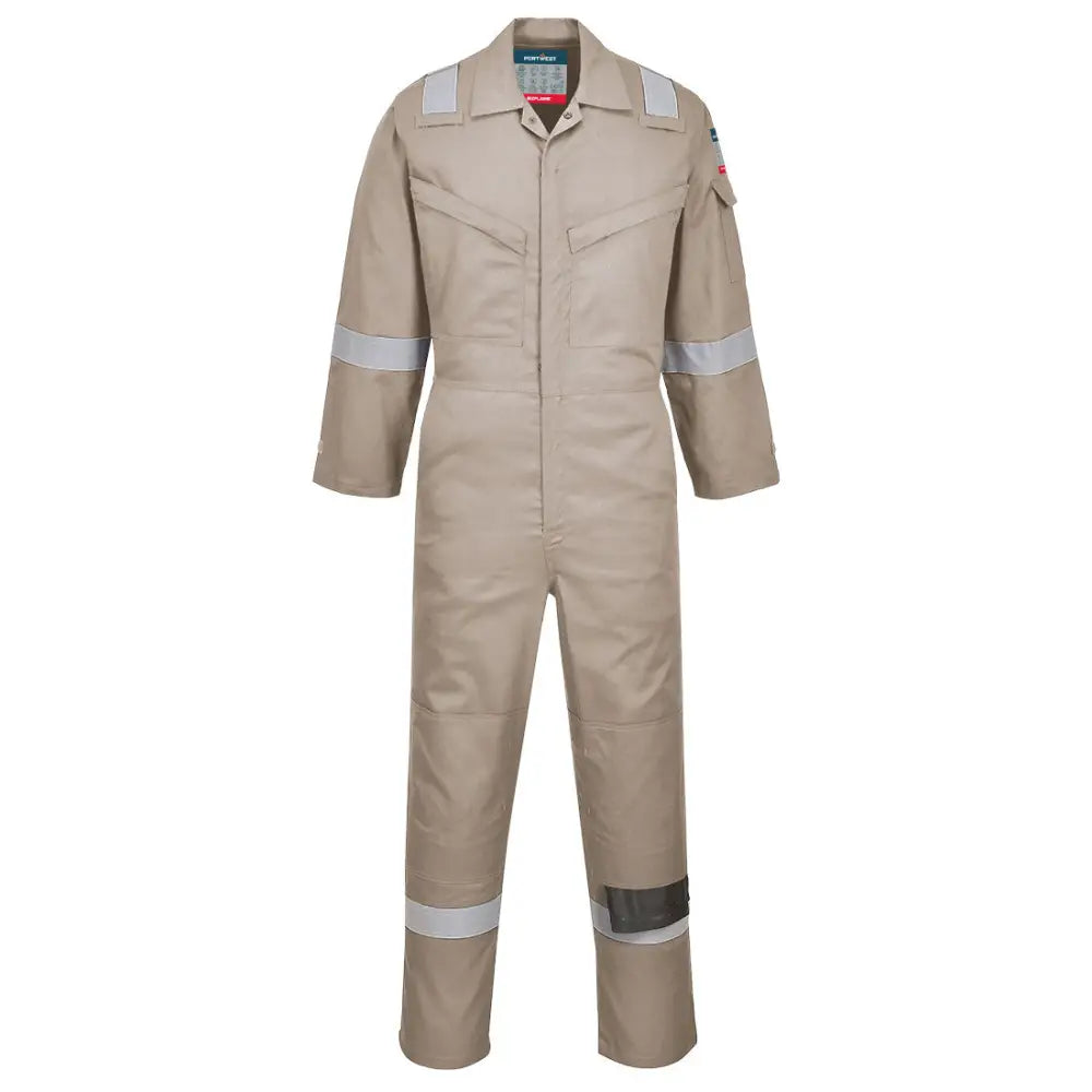 Portwest Flam Resistent Super Light Weight Anti-Static Overall 210g FR21 - Khaki (KHR) / XS