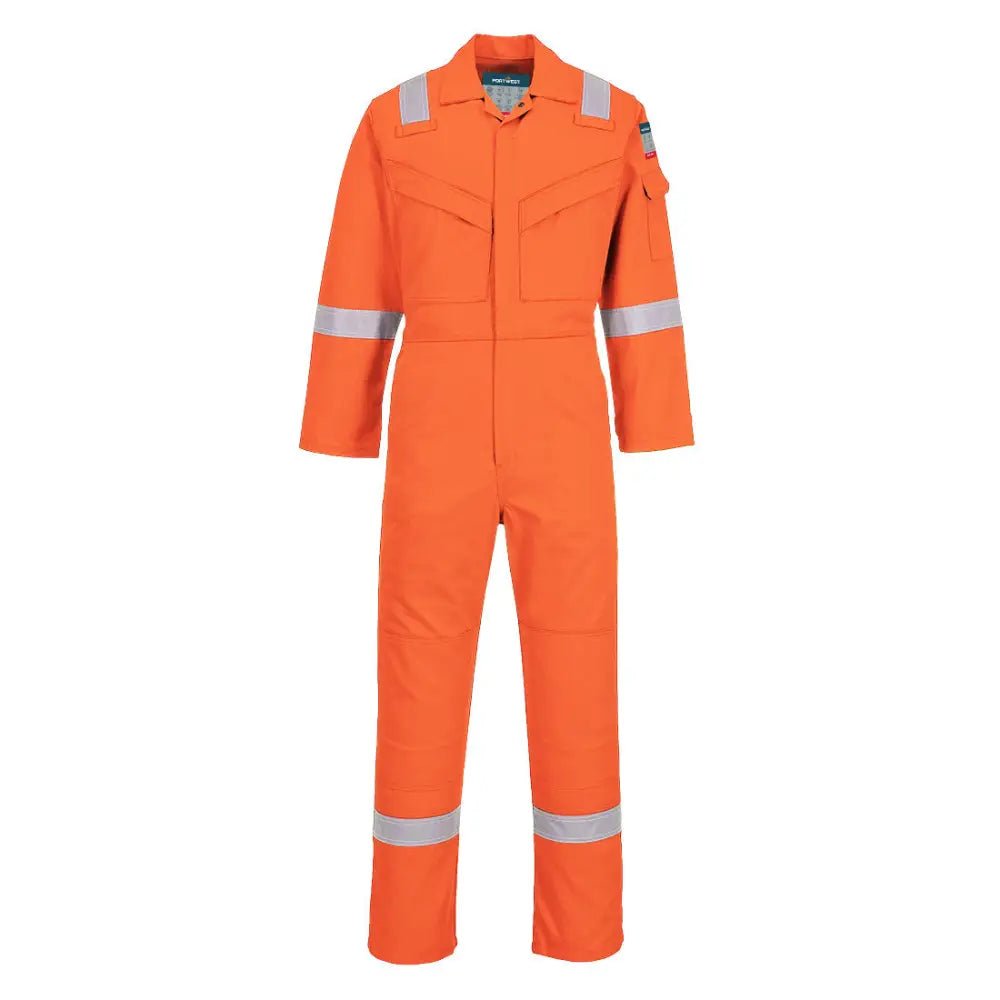 Portwest Flam Resistent Super Light Weight Anti-Static Overall 210g FR21 - Orange (ORR) / XS