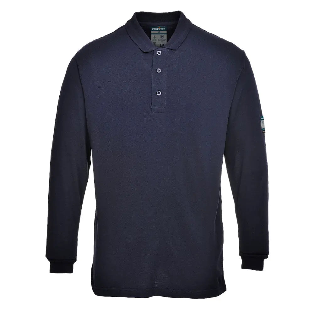 Portwest FR Modaflame Antistatisk Långärmad Pikétröja FR10 - Marinblå (NVR) / XS