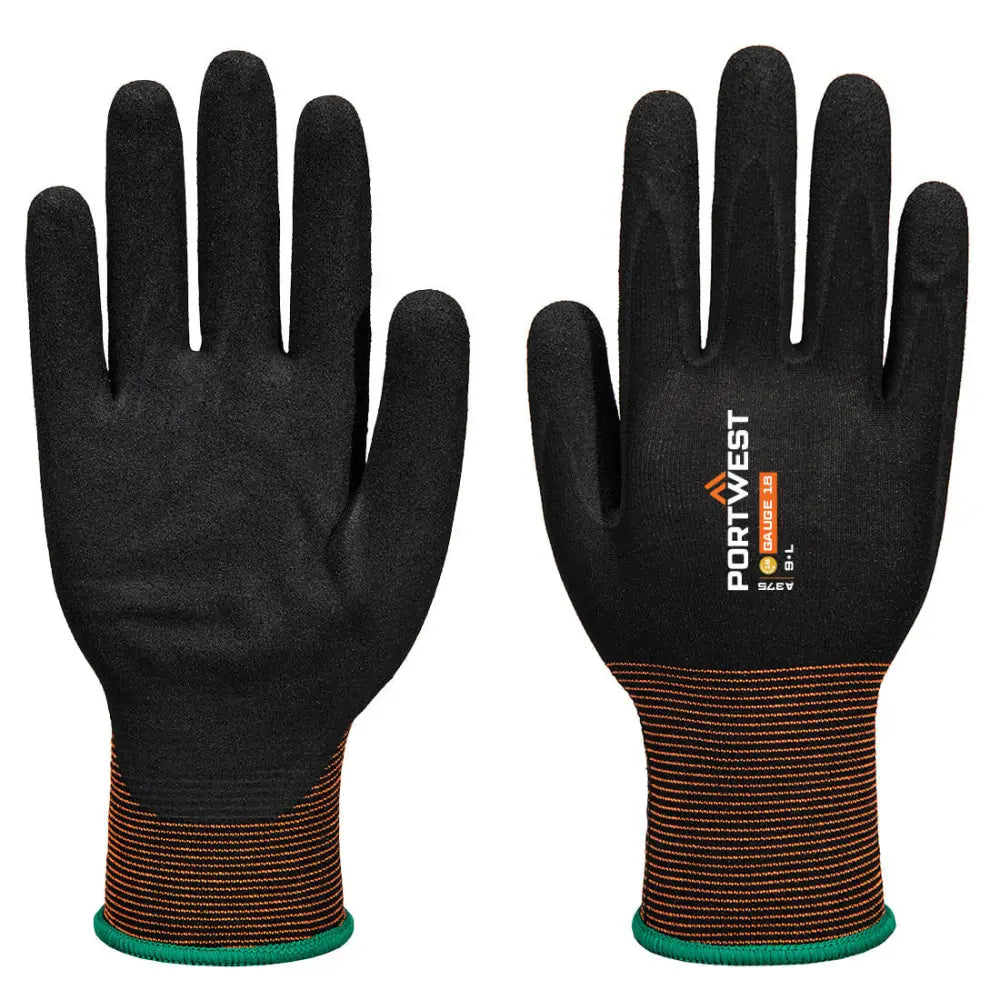 Portwest GP Grip 18 Nitril Slät/Sandig handske A375 - Svart (K8R) / XS