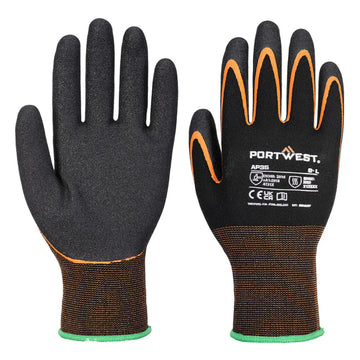 Portwest Grip 15 Nitrilhandske med dubbel handflata AP35 - Svart/Orange (K1R) / S