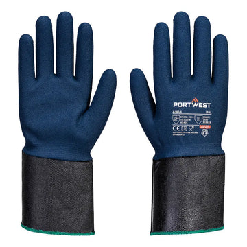 Portwest Grip C13 Nitrilskumhandske med förlängd manschett A304 - Grå/Blå (G4R) / XS