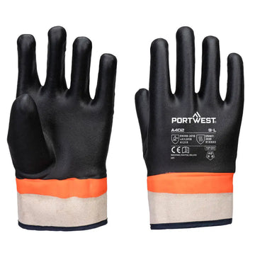 Portwest Grip PVC Sandy-handske med dubbel beläggning A402 - Svart/Orange (K1R) / L