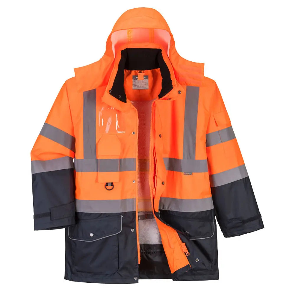 Portwest Hi-Vis 7-i-1 Contrast Traffic Jacka S426 - Orange/Marinblå (ONR) / S