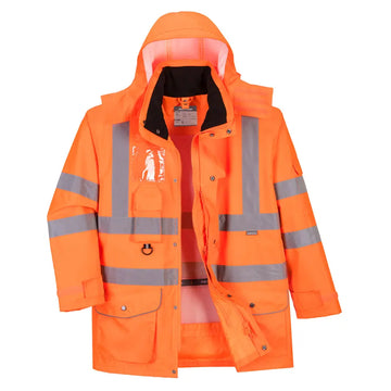 Portwest Hi-Vis andningsbar 7-in-1 trafikjacka RT27 - Orange (ORR) / XS