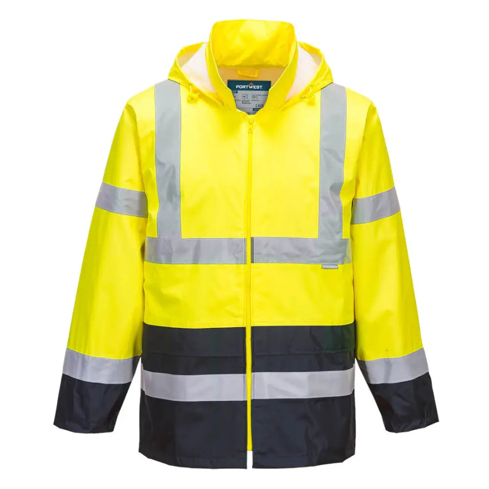 Portwest Hi-Vis Classic Contrast Regnjacka H443 - Gul/Marinblå (YNR) / XS