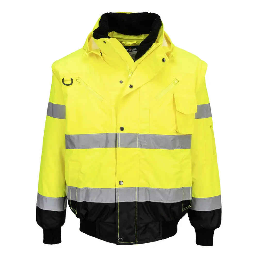 Portwest Hi-Vis Contrast Bomber Jacket C465 - Gul/Svart (YBR) / XS