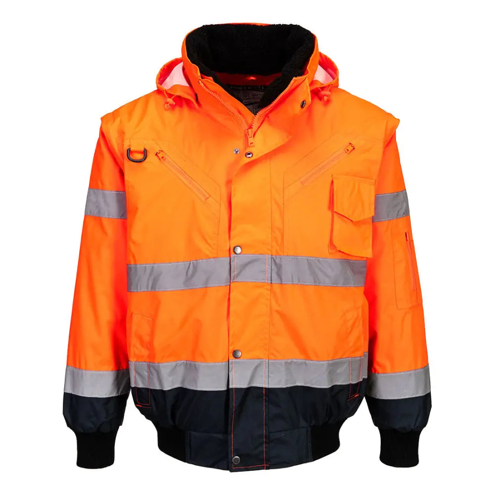Portwest Hi-Vis Contrast Bomber Jacket C465 - Orange/Marinblå (ONR) / XS