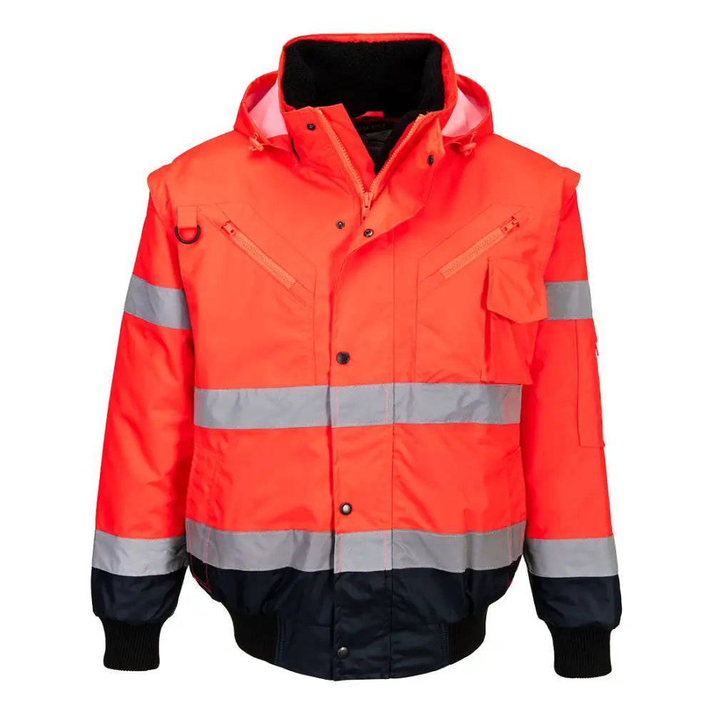 Portwest Hi-Vis Contrast Bomber Jacket C465 - Röd/Marinblå (RNR) / S