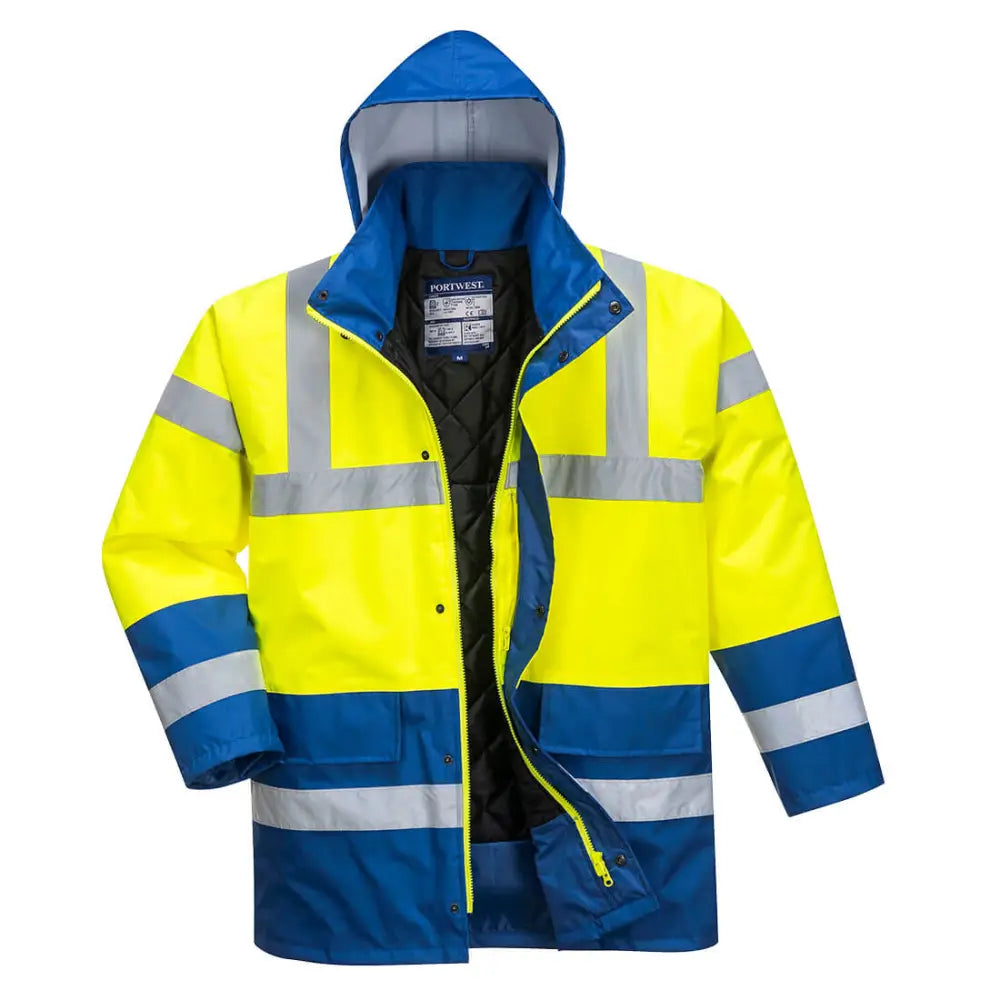 Portwest Hi-Vis Contrast Traffic Jacka S466 - Gul/Royalblå (YRB) / XS