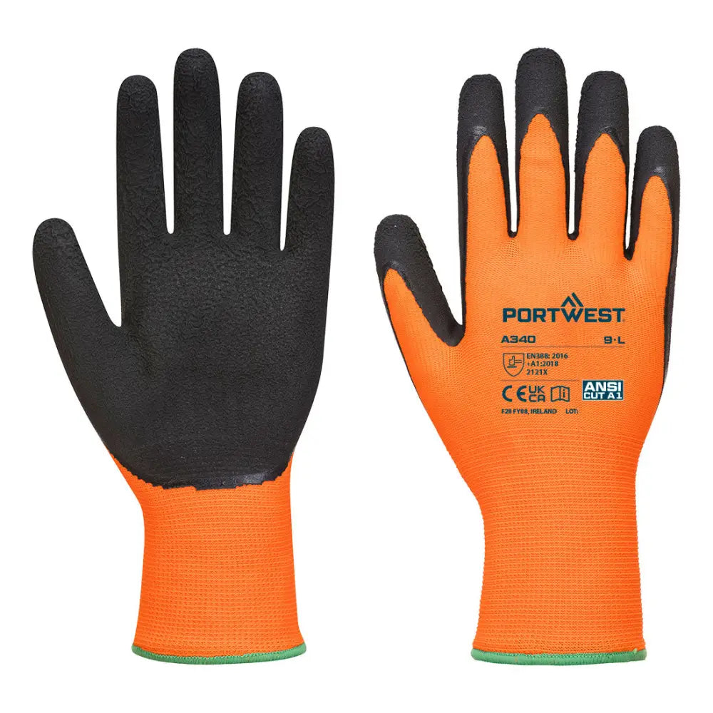 Portwest Hi-Vis Grip Handske Latex A340 - Orange/Svart (ORB) / S