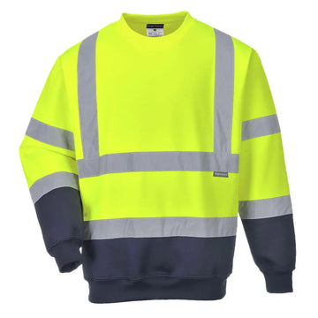 Portwest Hi-Vis Hood Sweatshirt B306 - Gul/Marinblå (YNR) / S