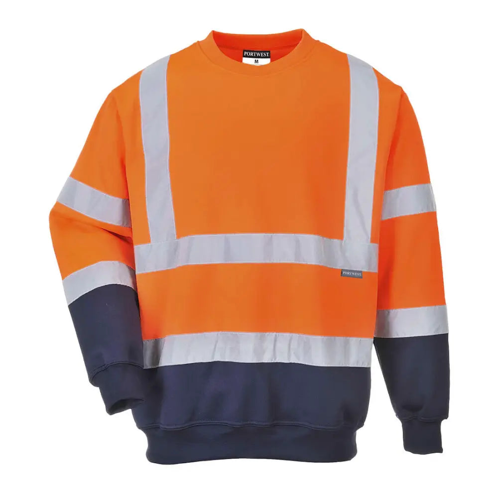Portwest Hi-Vis Hood Sweatshirt B306 - Orange/Marinblå (ONR) / S