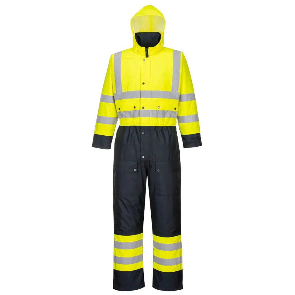 Portwest Hi-Vis Kontrast Overall - Fodrad S485 - Gul/Marinblå (YNR) / XS