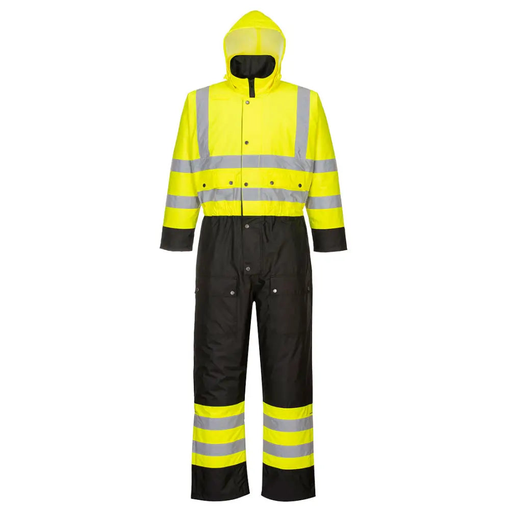 Portwest Hi-Vis Kontrast Overall - Fodrad S485 - Gul/Svart (YBR) / S