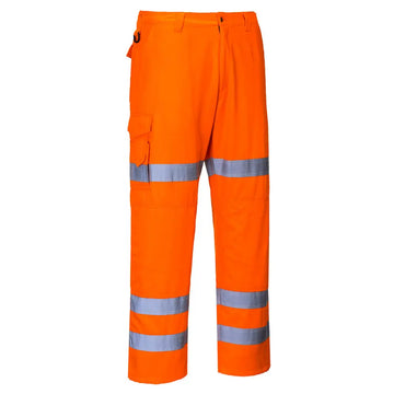 Portwest Hi-Vis Three Band Combat Trousers RT49 - Orange (ORR) / S